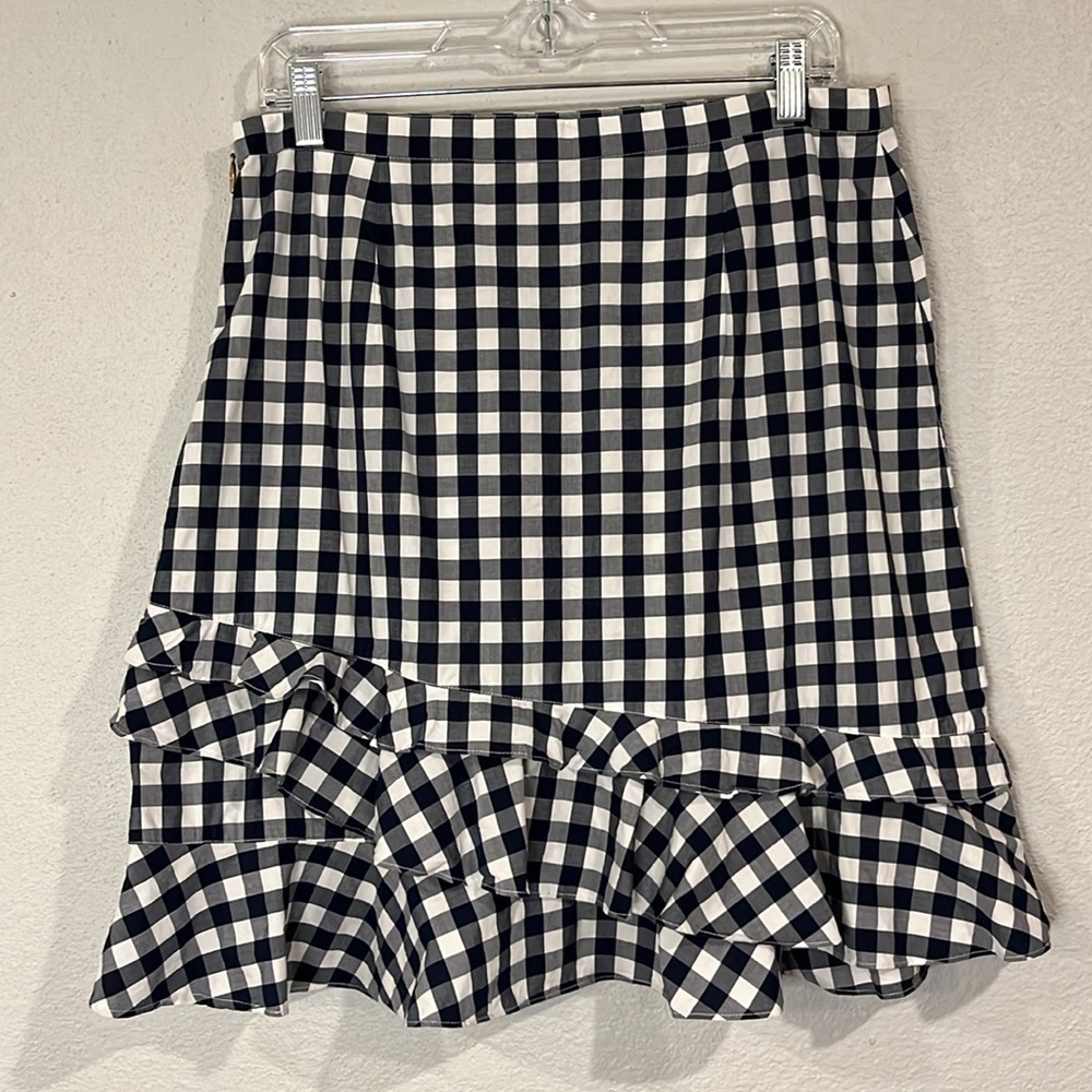 Draper James ‘Dolly’ gingham checked ruffled mini skirt cotton poplin 10 - Picture 5 of 9